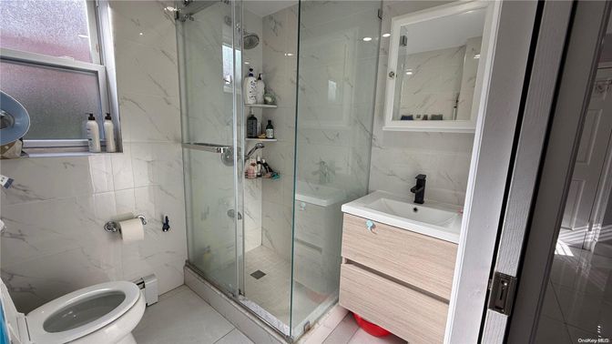 Bathroom, Glass Shower, Interior, Marble Walls