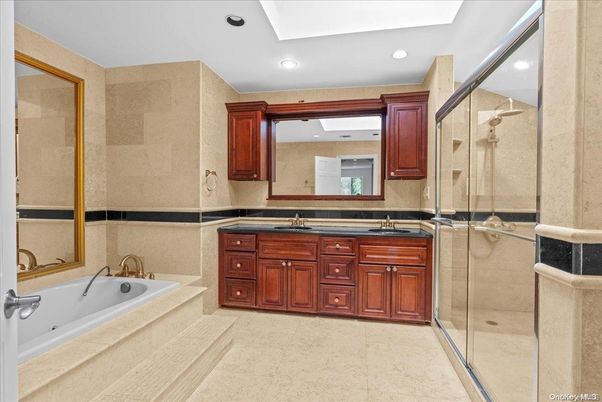 Bathroom, Dual Sink Vanities, Glass Shower, Interior, Recessed Lighting