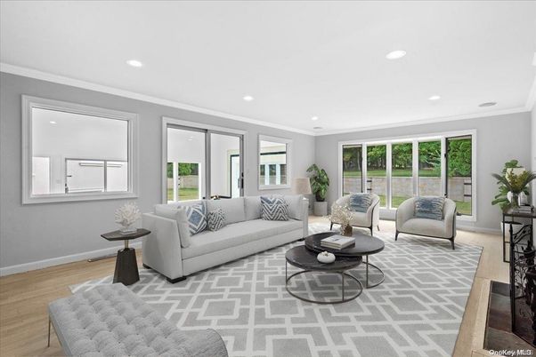 Interior, Living room, Recessed Lighting, Wood Texture Flooring