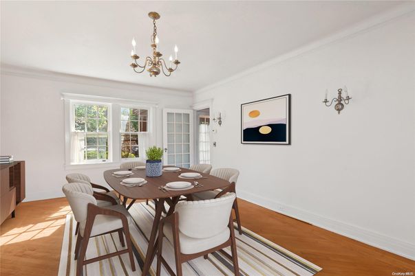 Chandelier, Dining room, Interior, Wood Texture Flooring