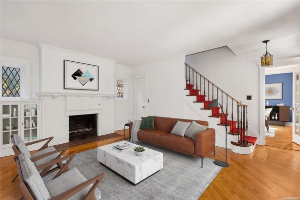 Fireplace, Interior, Living room, Pendant Lights, Wood Texture Flooring