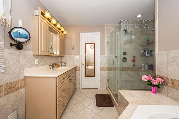 Bathroom, Dual Sink Vanities, Glass Shower, Interior, Recessed Lighting