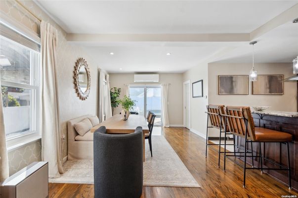 Dining room, Interior, Pendant Lights, Recessed Lighting, Wood Texture Flooring