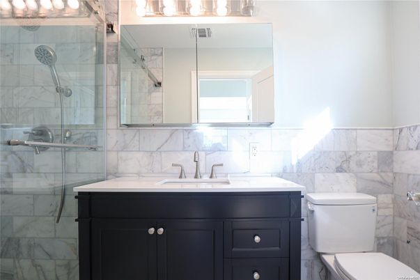 Bathroom, Glass Shower, Interior, Marble Walls