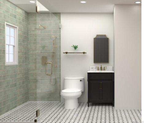 Bathroom, Glass Shower, Interior, Recessed Lighting