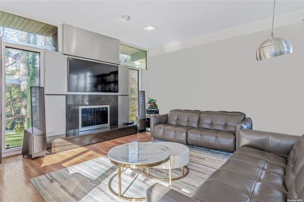 Fireplace, Interior, Living room, Pendant Lights, Wood Texture Flooring