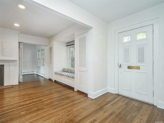 Empty room, Fireplace, Interior, Recessed Lighting, Wood Texture Flooring