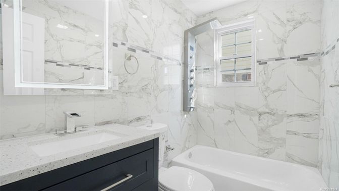 Bathroom, Glass Shower, Interior, Marble Walls