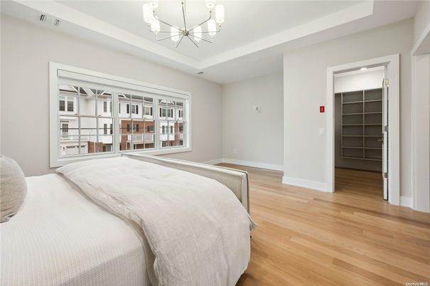 Bedroom, Chandelier, Interior, Wood Texture Flooring