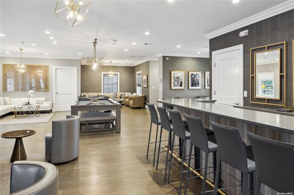 Dining room, Interior, Living room, Pendant Lights, Recessed Lighting, Wood Texture Flooring