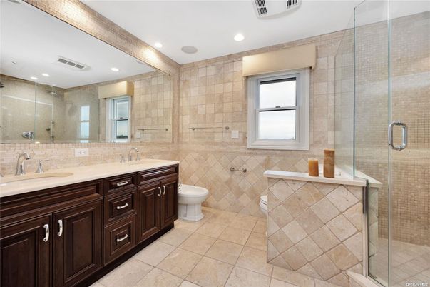 Bathroom, Dual Sink Vanities, Glass Shower, Interior, Recessed Lighting