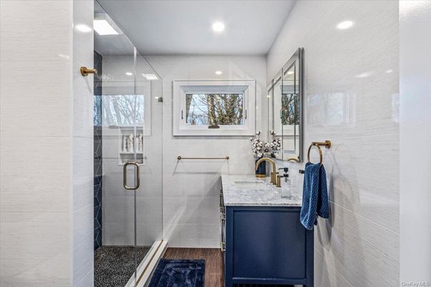 Bathroom, Glass Shower, Interior, Recessed Lighting