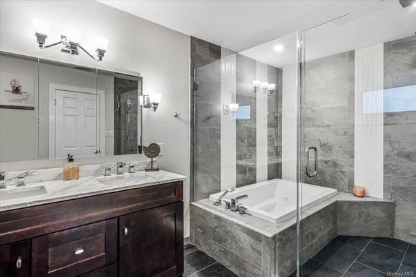 Bathroom, Dual Sink Vanities, Glass Shower, Interior, Recessed Lighting