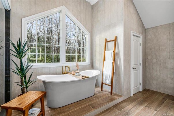 Bathroom, Free Standing Baths, Interior, Wood Texture Flooring