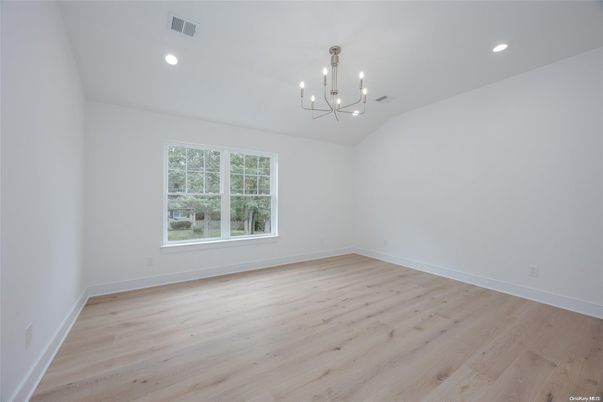 Chandelier, Empty room, Interior, Pendant Lights, Recessed Lighting, Wood Texture Flooring
