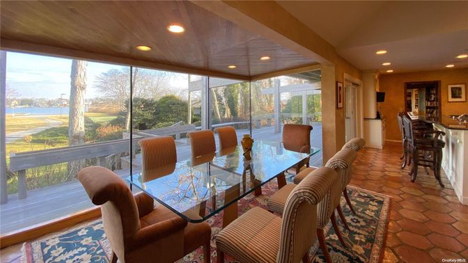 Dining room, Interior, Recessed Lighting, Water, Wooden Ceilings