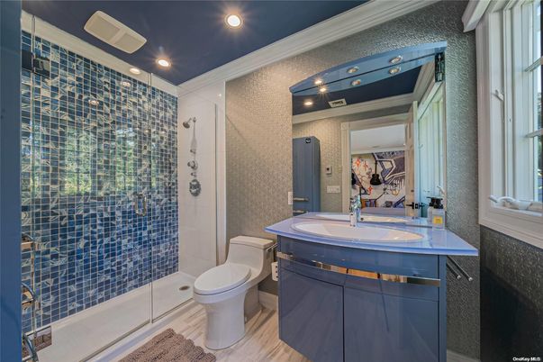 Bathroom, Glass Shower, Interior, Recessed Lighting