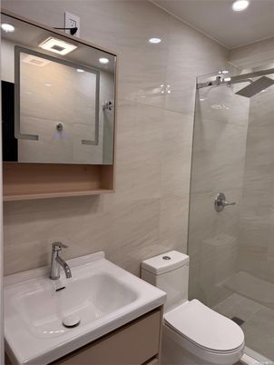 Bathroom, Glass Shower, Interior, Recessed Lighting