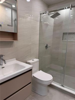 Bathroom, Glass Shower, Interior, Recessed Lighting