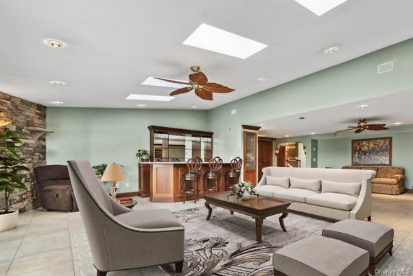Interior, Living room, Recessed Lighting, Stone Walls