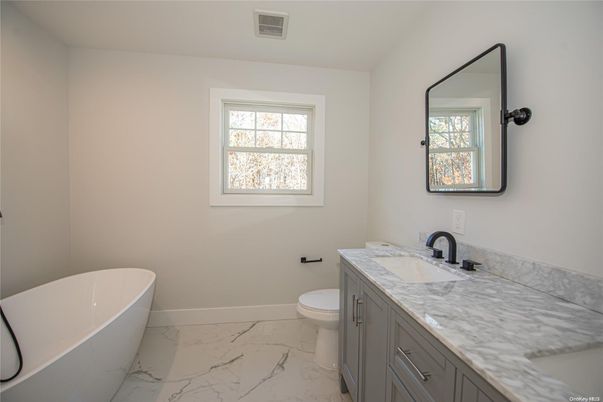 Bathroom, Dual Sink Vanities, Free Standing Baths, Interior, Marble