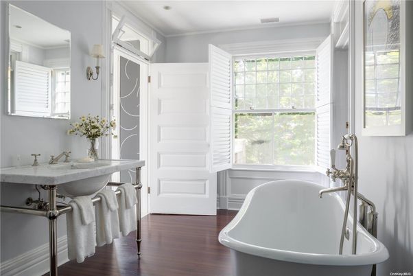 Bathroom, Free Standing Baths, Interior, Wood Texture Flooring