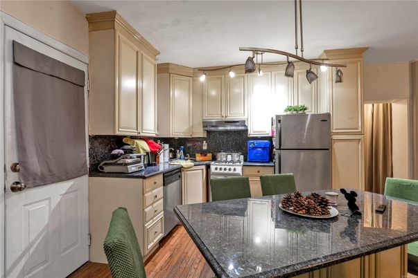 Interior, Kitchen, Pendant Lights, Stainless Steel Appliances, Wood Texture Flooring
