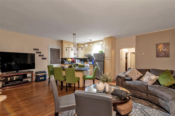 Dining room, Interior, Kitchen, Living room, Pendant Lights, Stainless Steel Appliances, Wood Texture Flooring
