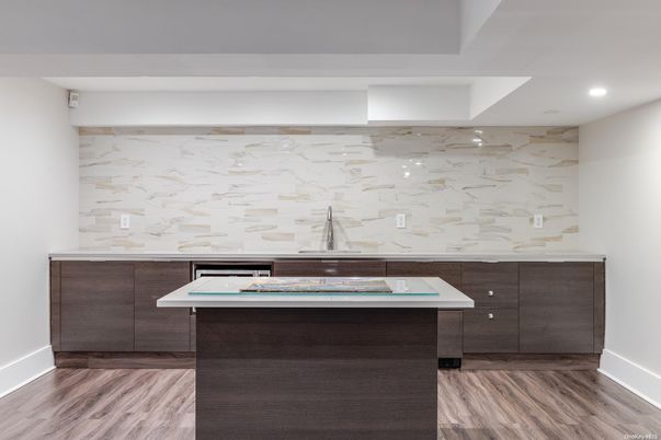 Interior, Marble Walls, Recessed Lighting, Wood Texture Flooring