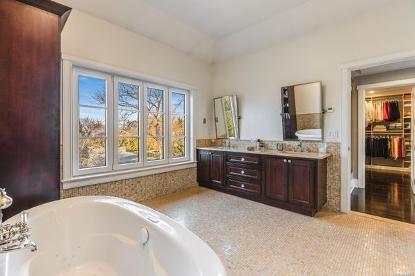 Bathroom, Dual Sink Vanities, Interior, Walk-in Closets, Wood Texture Flooring