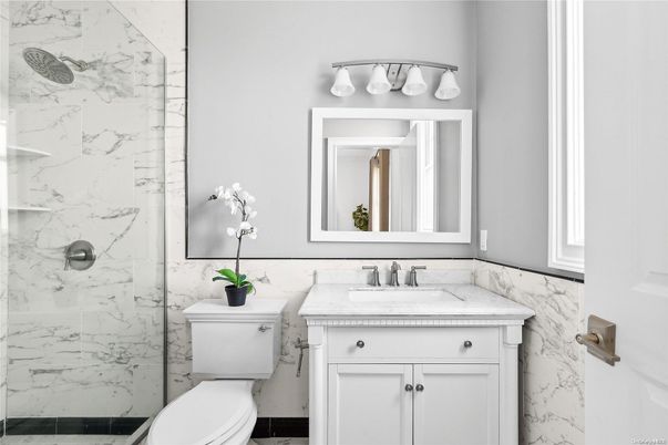 Bathroom, Glass Shower, Interior, Marble Walls
