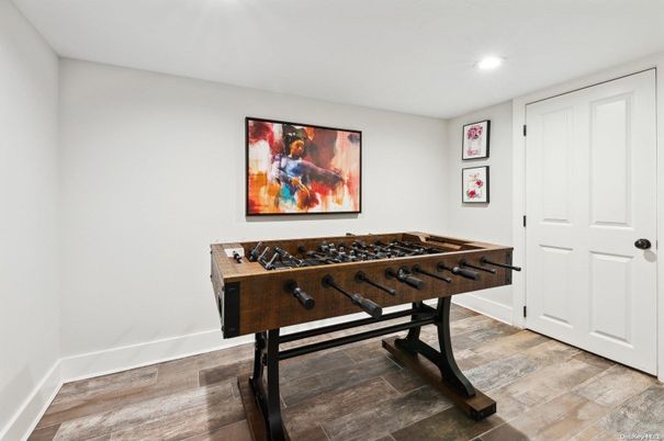 Game Room, Interior, Recessed Lighting, Wood Texture Flooring