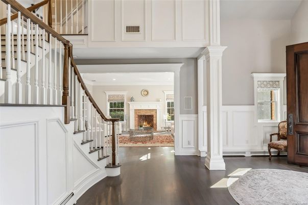 Fireplace, Interior, Recessed Lighting, Wood Texture Flooring