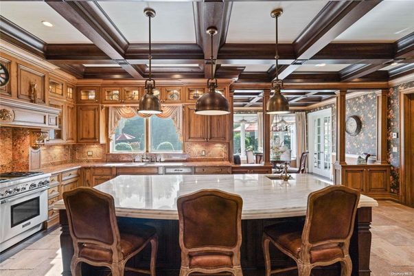 Interior, Kitchen, Pendant Lights, Recessed Lighting, Stainless Steel Appliances, Wooden Beams
