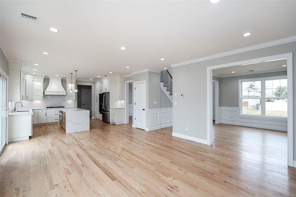 Interior, Kitchen, Pendant Lights, Recessed Lighting, Wood Texture Flooring