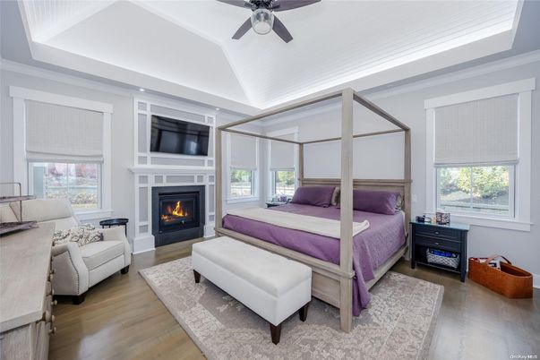 Bedroom, Fireplace, Interior, Wood Texture Flooring