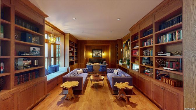 Interior, Living room, Pendant Lights, Recessed Lighting, Wood Texture Flooring, Wooden Walls