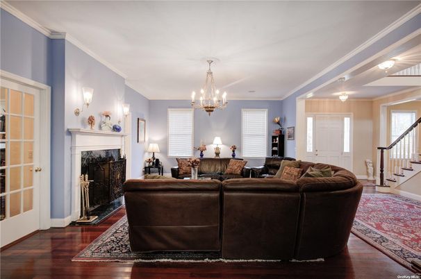 Chandelier, Fireplace, Interior, Living room, Wood Texture Flooring
