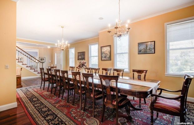 Chandelier, Dining room, Interior, Wood Texture Flooring