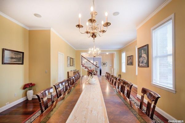 Chandelier, Dining room, Interior, Wood Texture Flooring