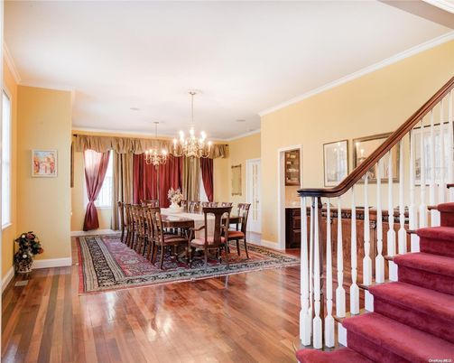 Chandelier, Dining room, Interior, Wood Texture Flooring