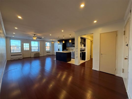 Interior, Kitchen, Pendant Lights, Recessed Lighting, Wood Texture Flooring