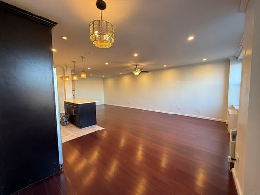 Empty room, Interior, Pendant Lights, Recessed Lighting, Wood Texture Flooring