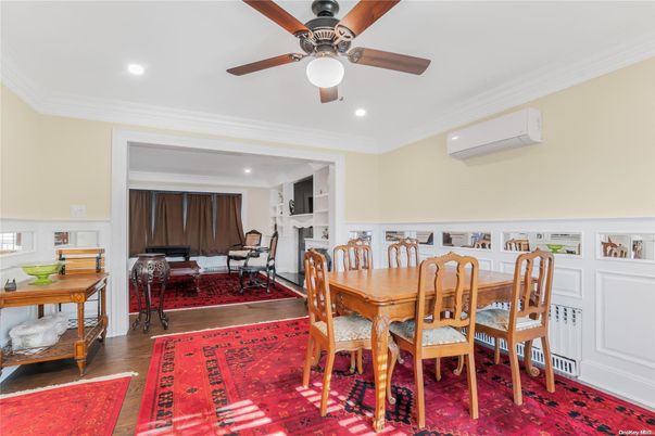 Dining room, Interior, Recessed Lighting, Wood Texture Flooring