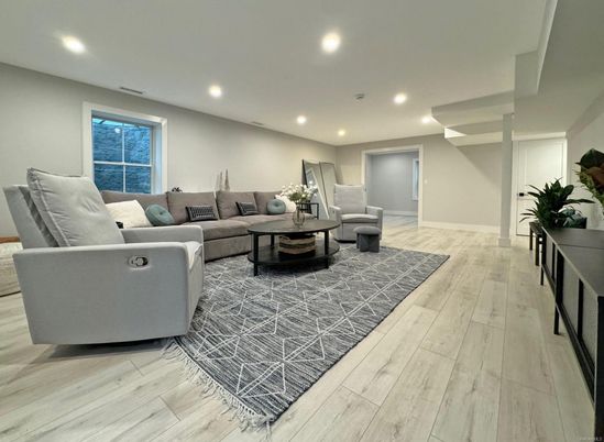 Interior, Living room, Recessed Lighting, Wood Texture Flooring