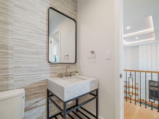 Bathroom, Interior, Recessed Lighting, Wood Texture Flooring