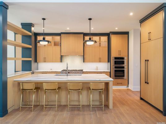 Interior, Kitchen, Pendant Lights, Recessed Lighting, Wood Texture Flooring