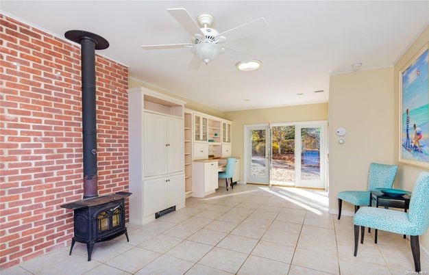 Fireplace, Interior, Recessed Lighting, Stone Walls