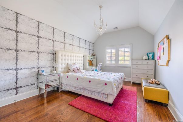 Bedroom, Chandelier, Interior, Wood Texture Flooring
