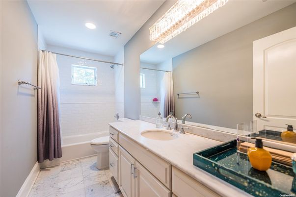 Bathroom, Dual Sink Vanities, Interior, Marble, Recessed Lighting